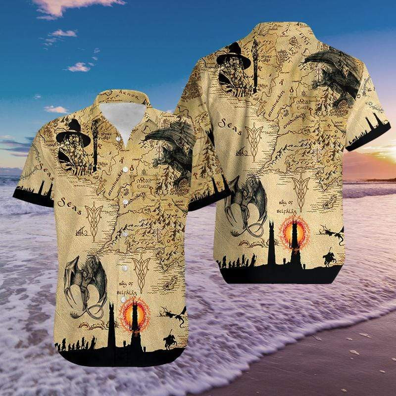 Dragon Land Vintage Map Hawaiian Shirt