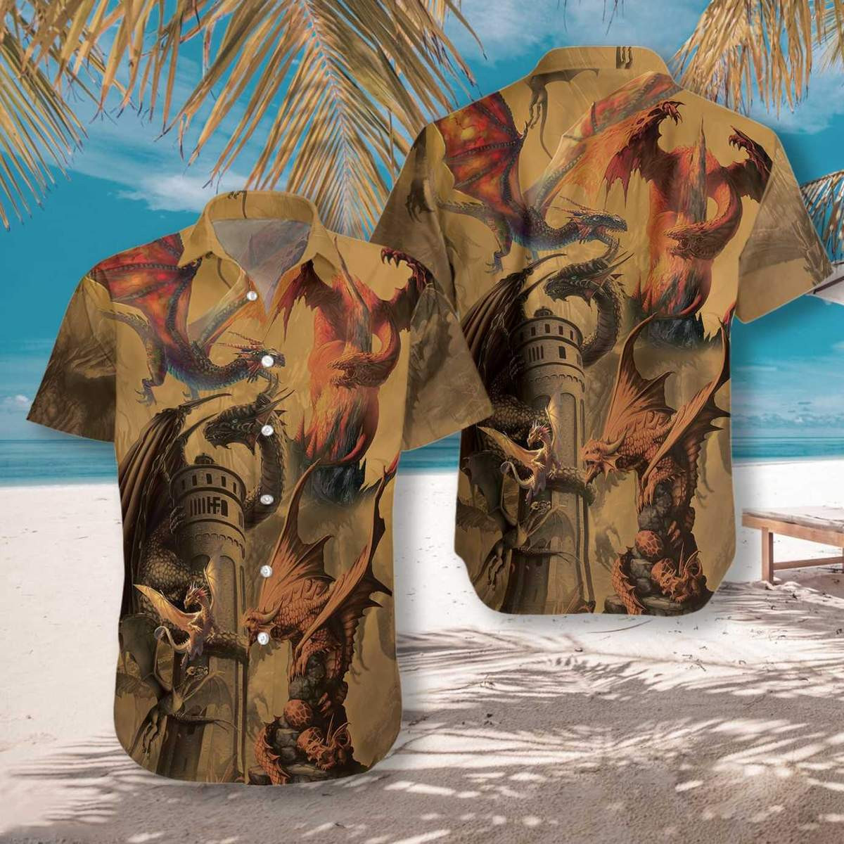 Dragon On The Castle Hawaiian Shirt