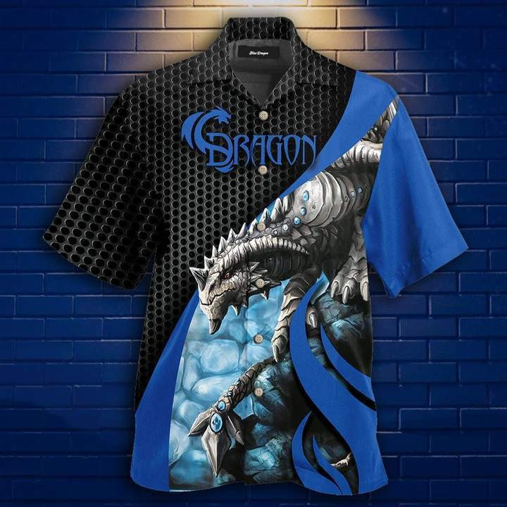 Dragon Snappy Blue Hawaiian Shirt