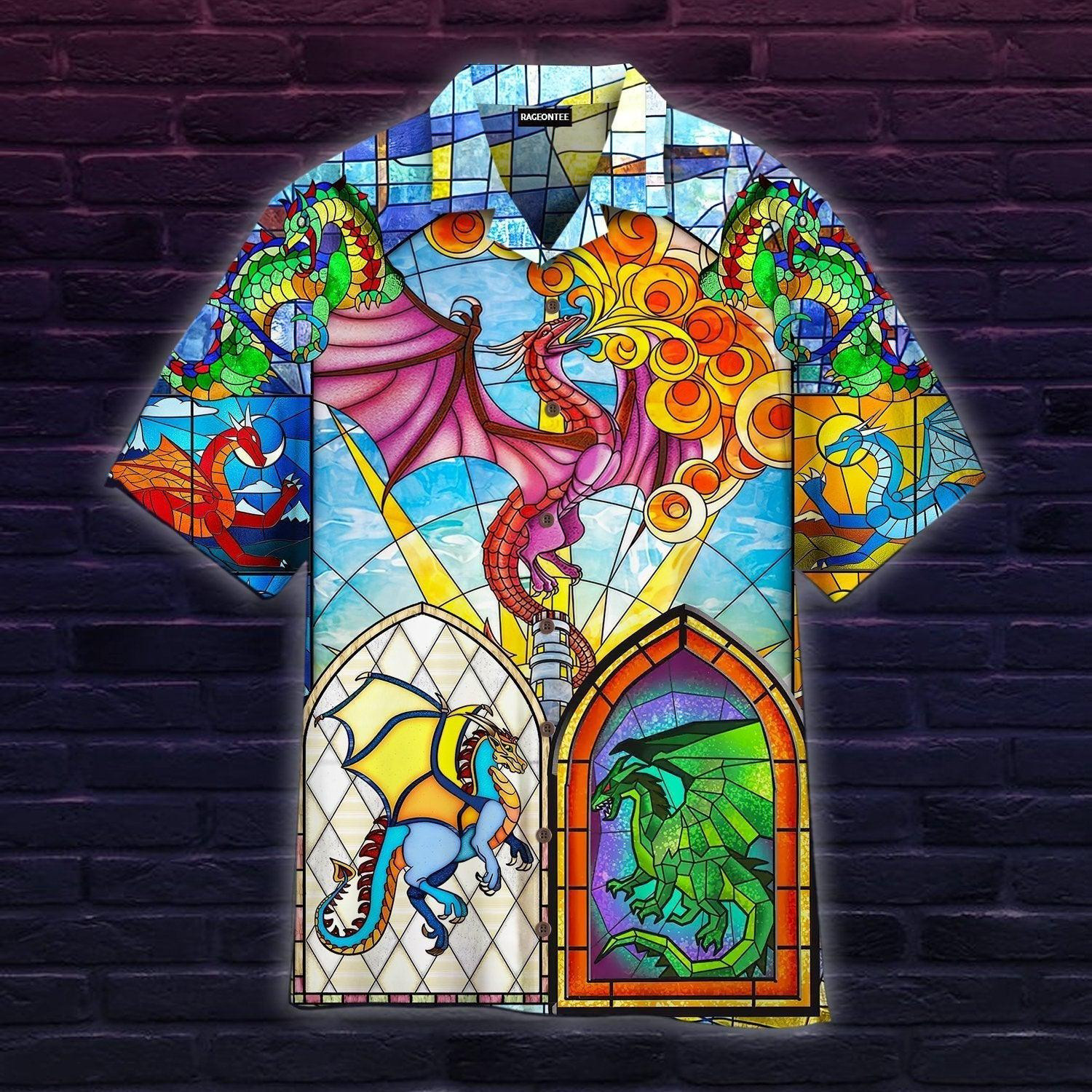 Dragon Stained Glass Hawaiian Shirt