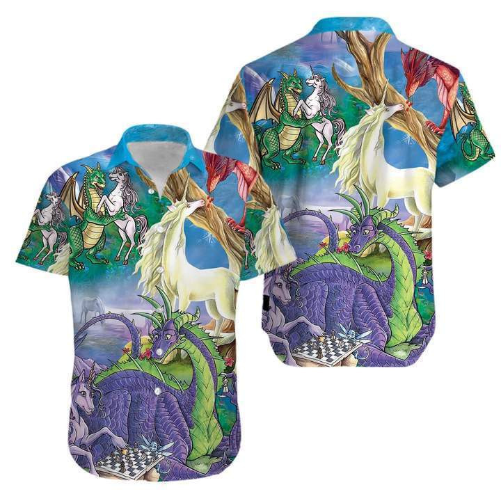 Dragon Unicorn Love Hawaiian Shirt