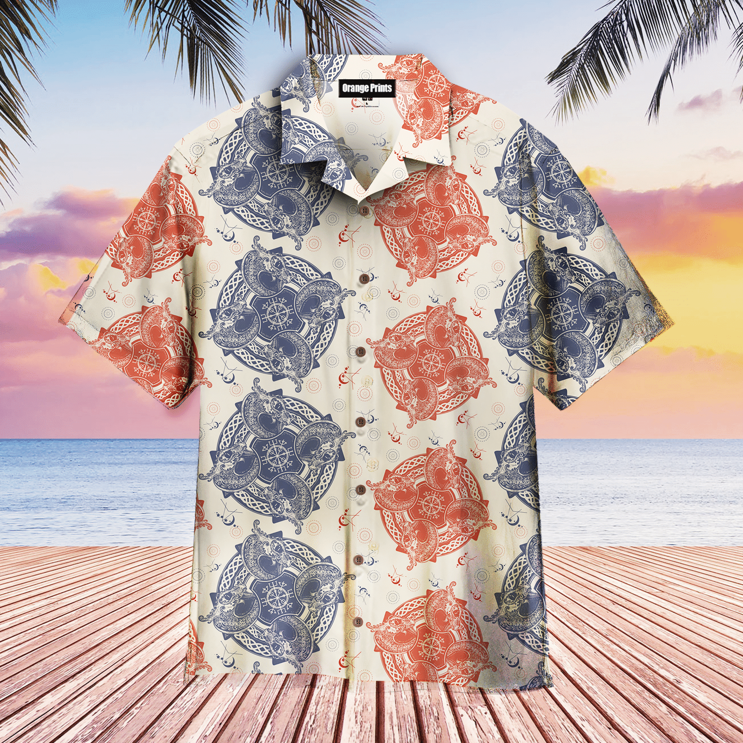 Dragon Viking Celtic Cross Helm Awe Hawaiian Shirt