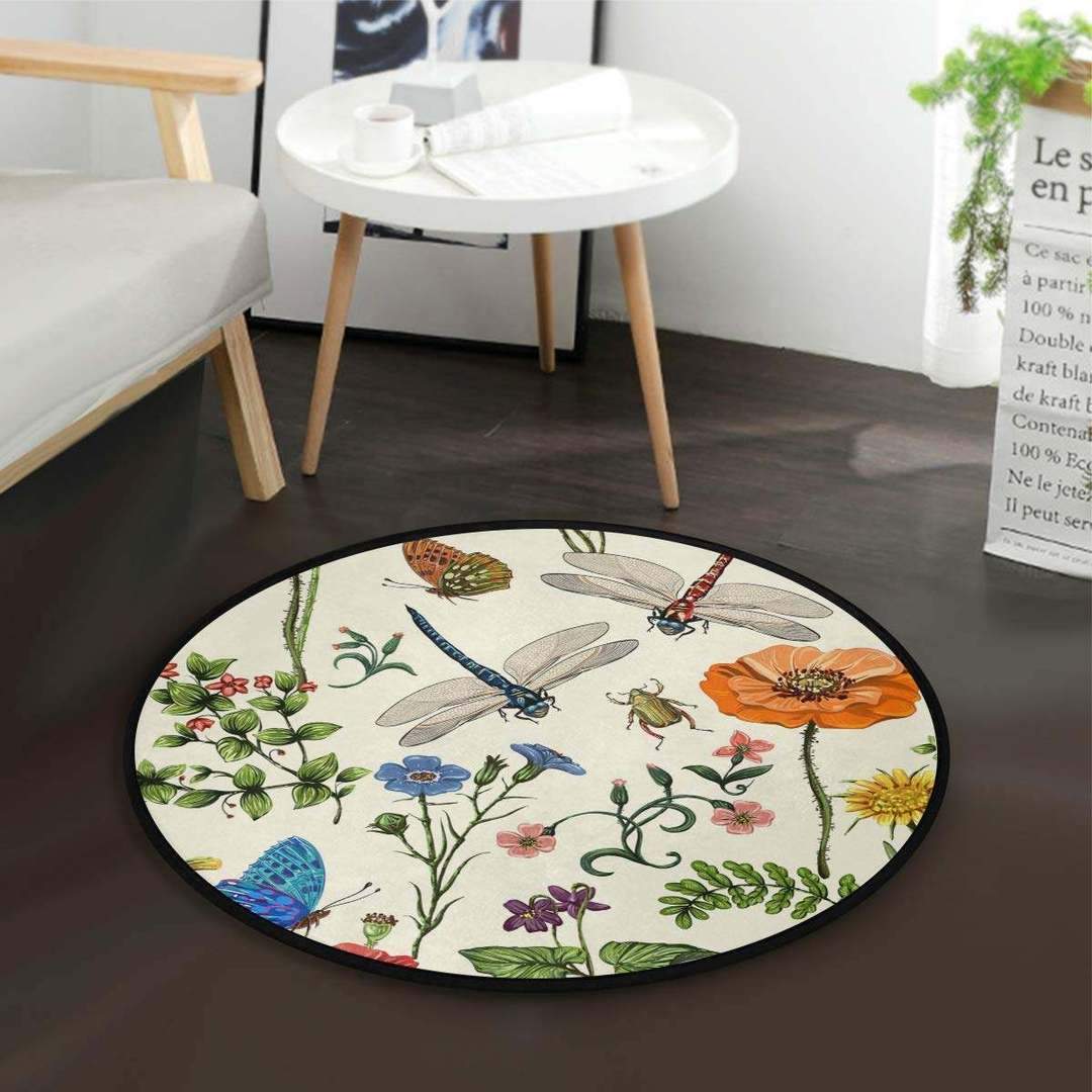 Dragonfly Limited Edition Round Rug Carpet Bedroom Livingroom Home Decor