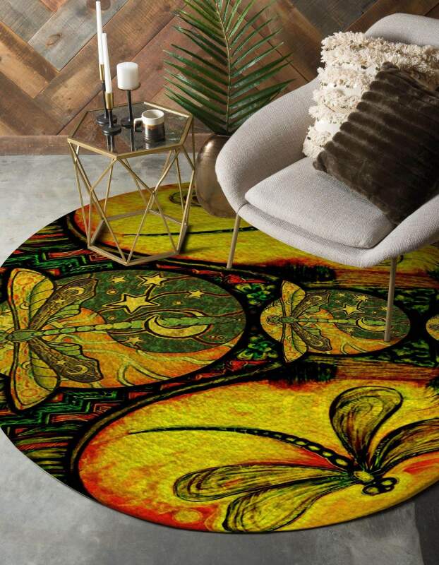 Dragonfly Limited Edition Round Rug Carpet Bedroom Livingroom Home Decor