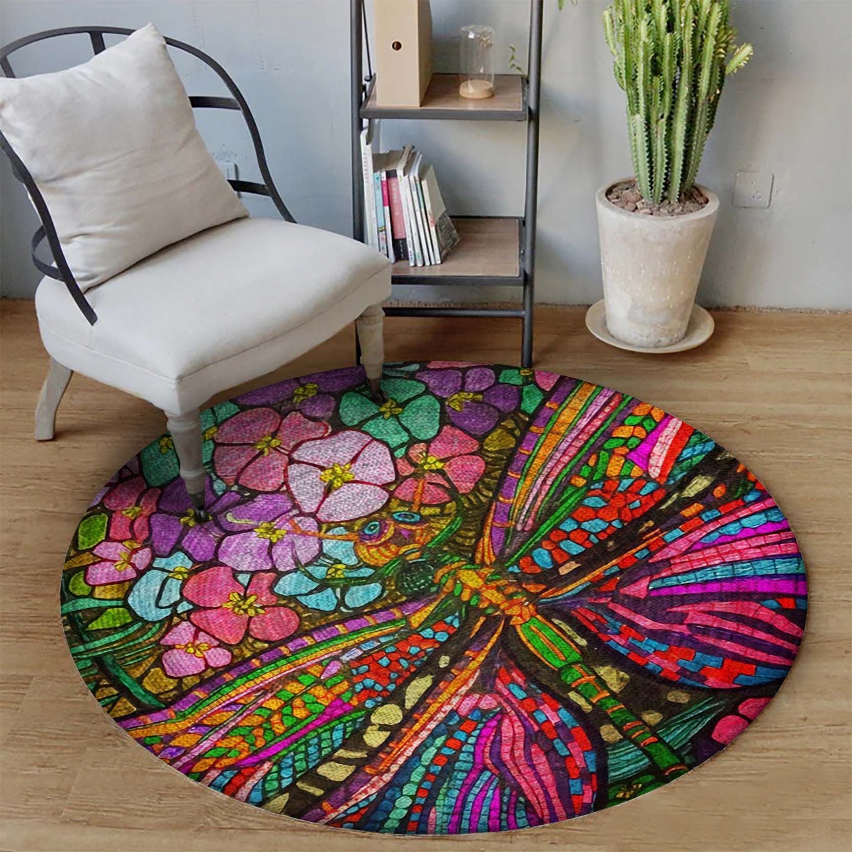 Dragonfly Limited Edition Round Rug Carpet Bedroom Livingroom Home Decor