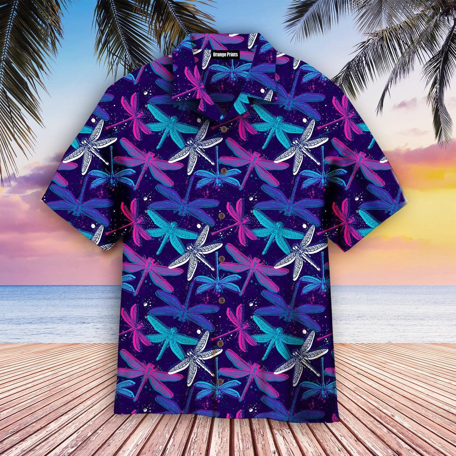 Dragonfly Neon Hawaiian Shirt