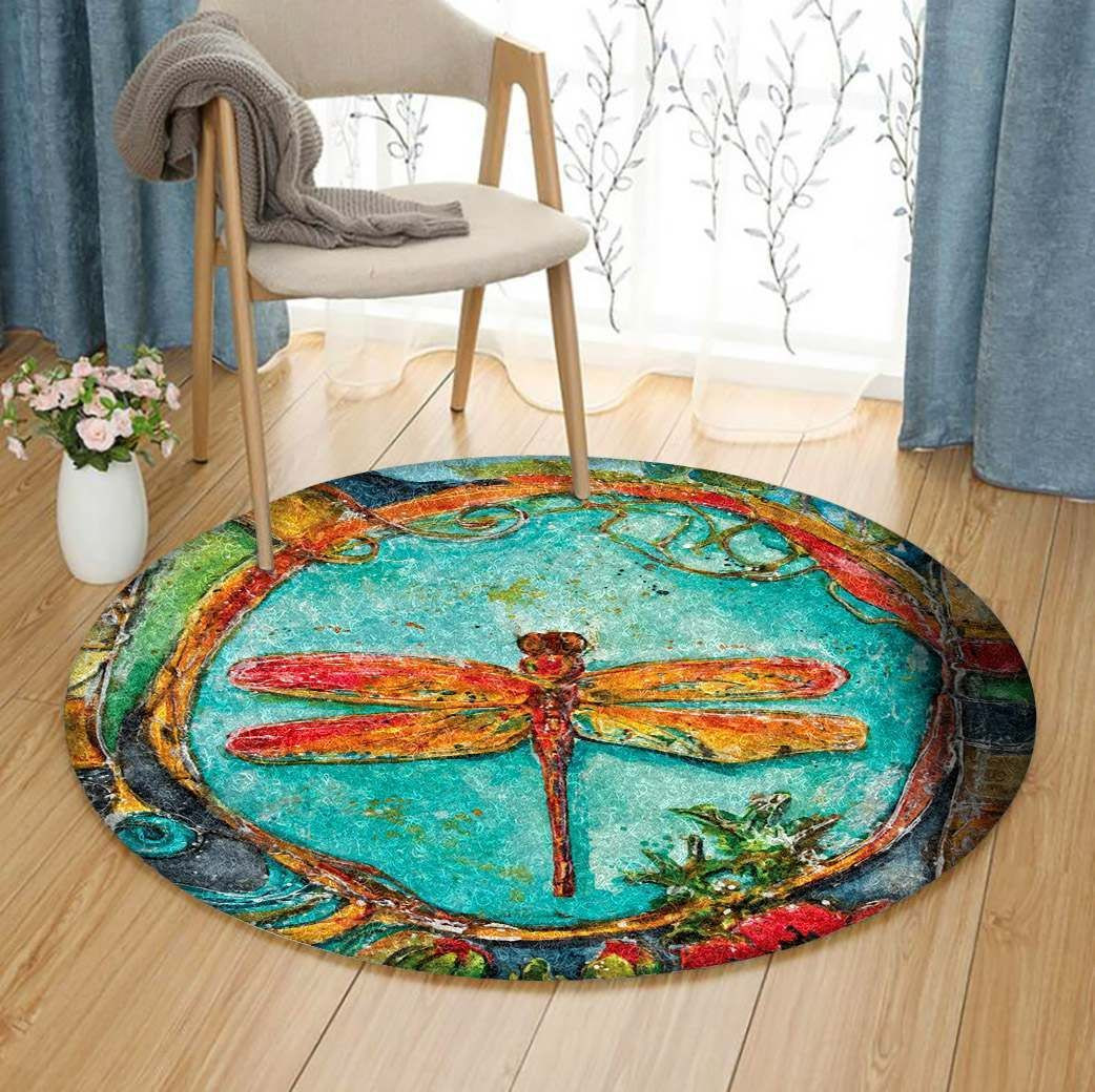 Dragonfly Round Rug Carpet Bedroom Livingroom Home Decor
