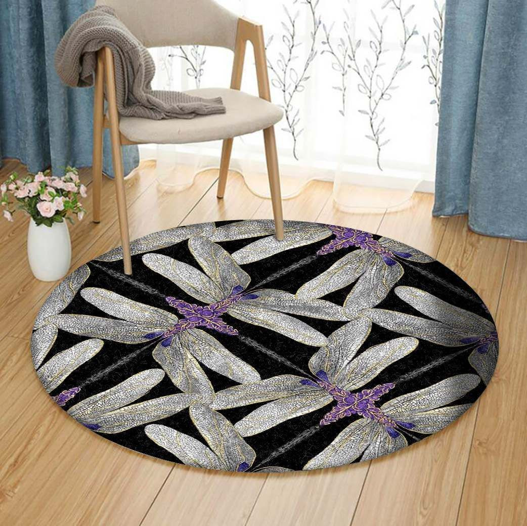 Dragonfly Round Rug Carpet Bedroom Livingroom Home Decor