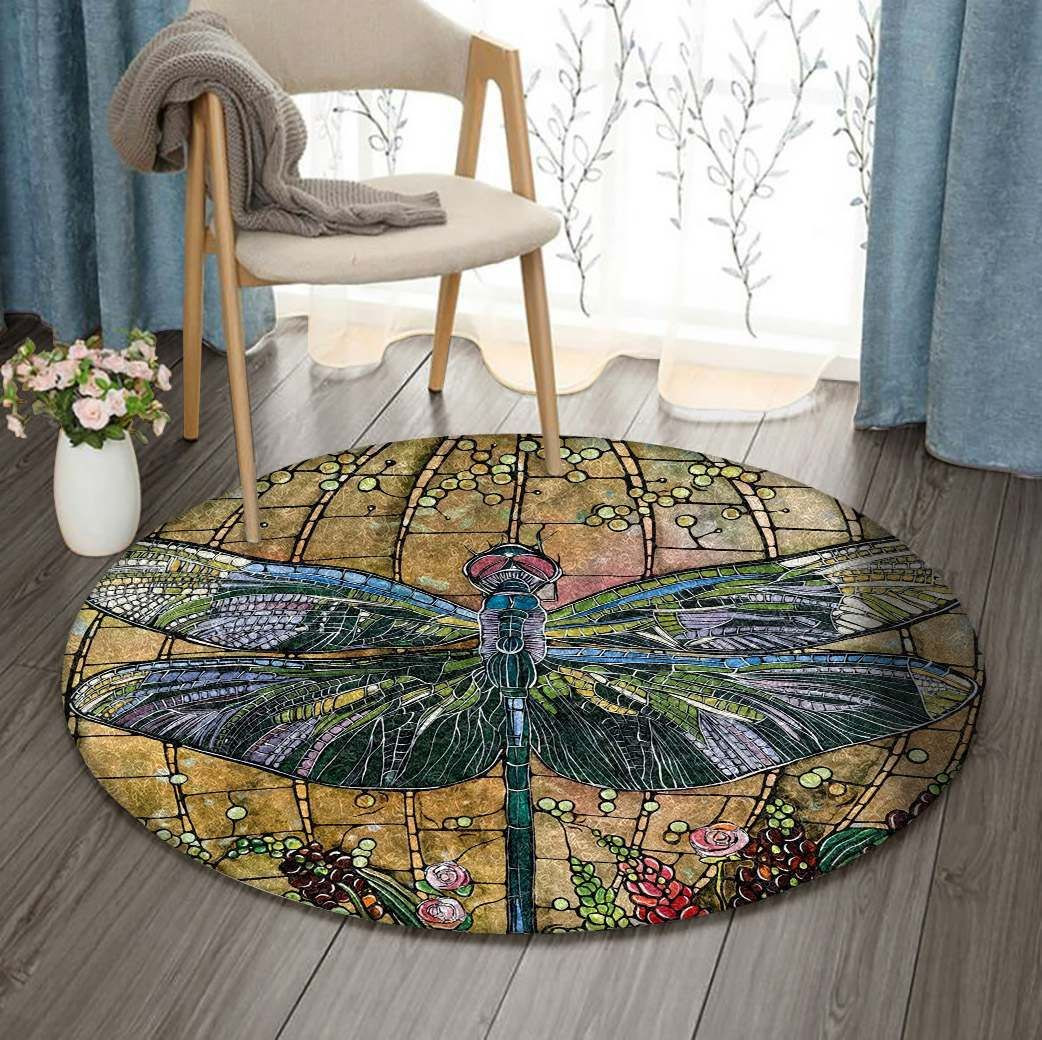 Dragonfly Round Rug Carpet Bedroom Livingroom Home Decor