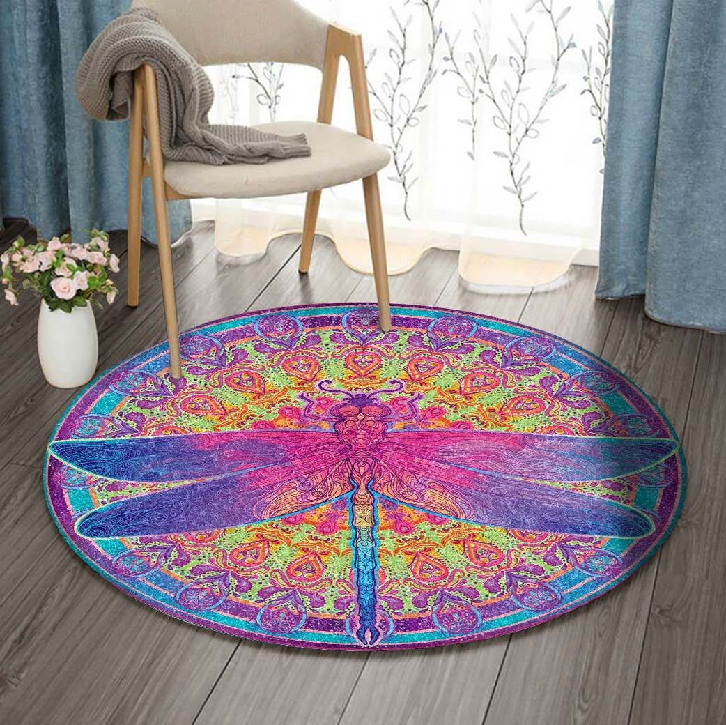 Dragonfly Round Rug Carpet Bedroom Livingroom Home Decor