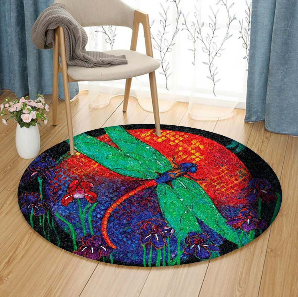 Dragonfly Round Rug Carpet Bedroom Livingroom Home Decor