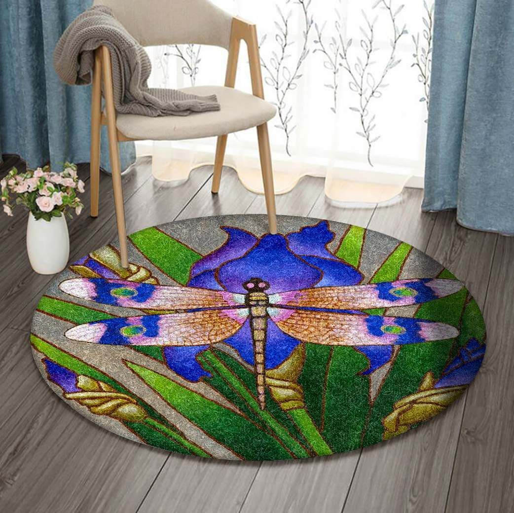 Dragonfly Round Rug Carpet Bedroom Livingroom Home Decor