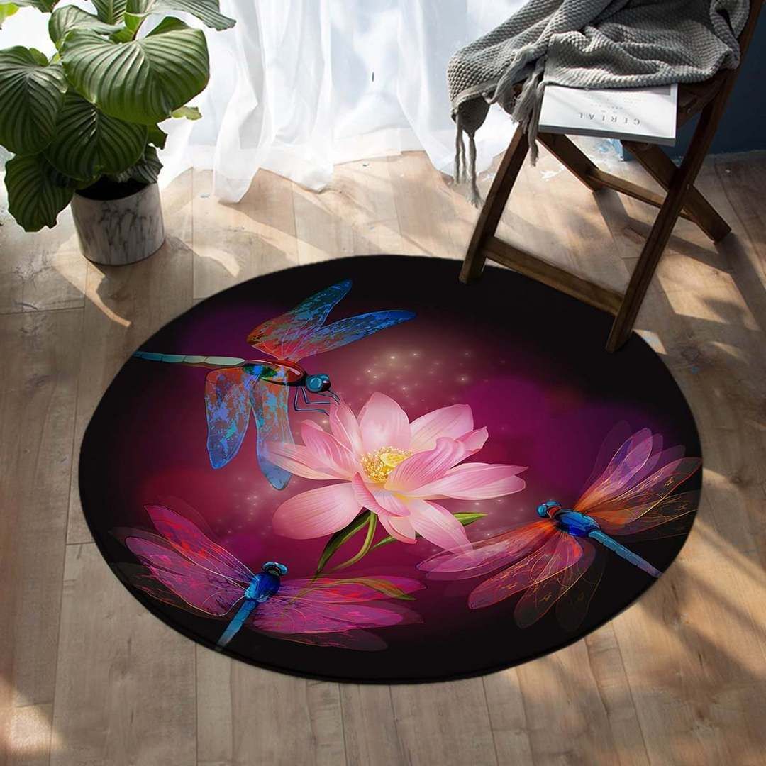 Dragonfly Round Rug Carpet Bedroom Livingroom Home Decor