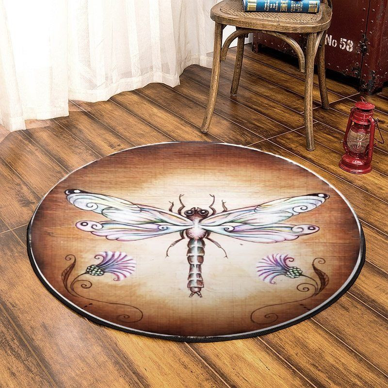 Dragonfly Round Rug Carpet Bedroom Livingroom Home Decor