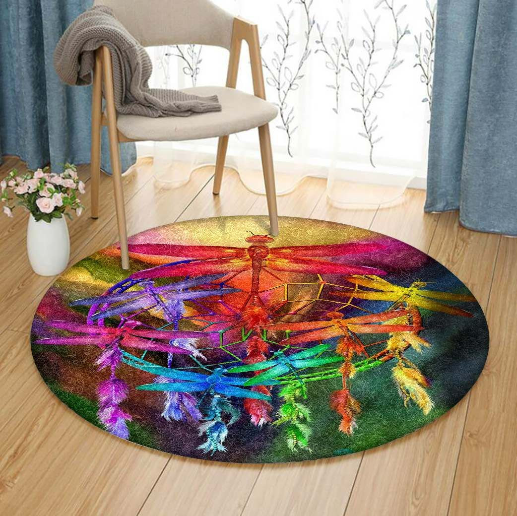Dragonfly Round Rug Carpet Bedroom Livingroom Home Decor