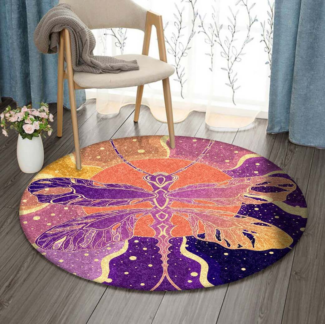 Dragonfly Round Rug Carpet Bedroom Livingroom Home Decor