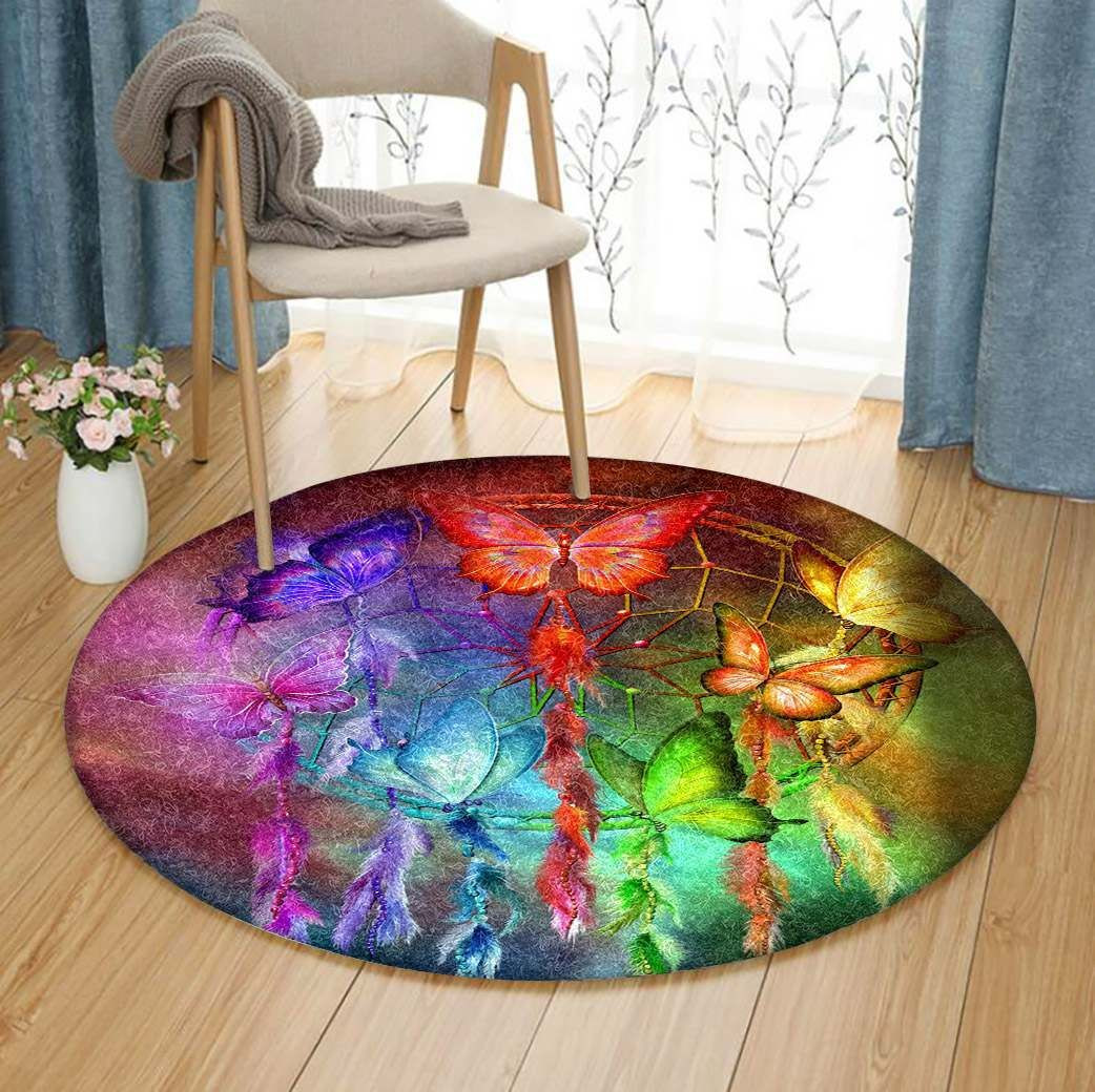 Dreamcatcher Butterfly Round Rug Carpet Bedroom Livingroom Home Decor