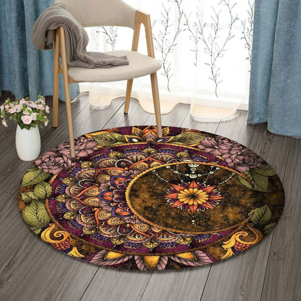 Dreamcatcher Moon Flower Round Rug Carpet Bedroom Livingroom Home Decor