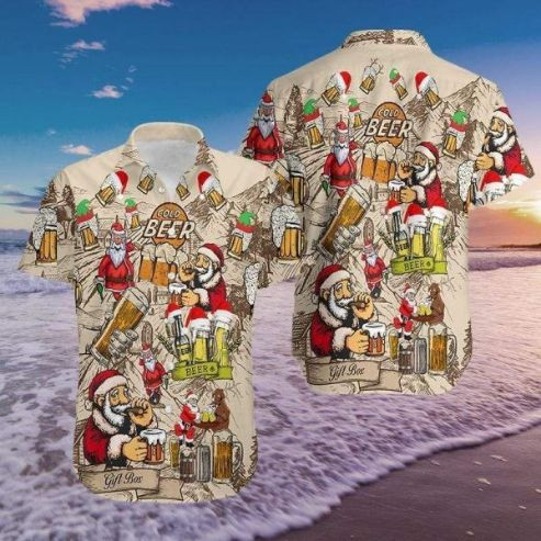 Drinking Beer Santa Claus Christmas Hawaiian Shirt