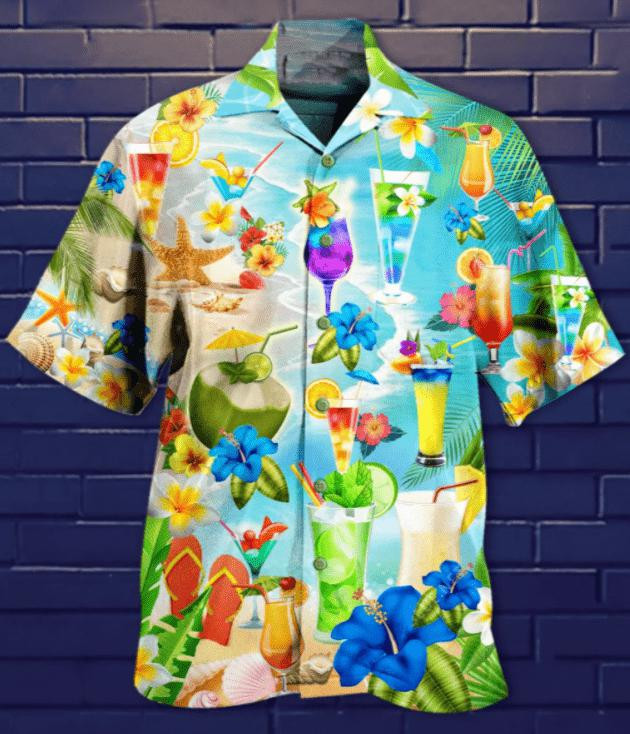 Drinking Cocktail Flower Beach Hawaiian Shirt
