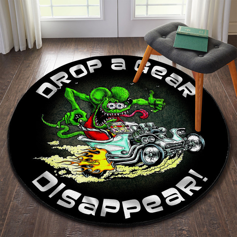 Drop A Gear Disappear Hot Rod Round Rug Carpet Bedroom Livingroom Home Decor