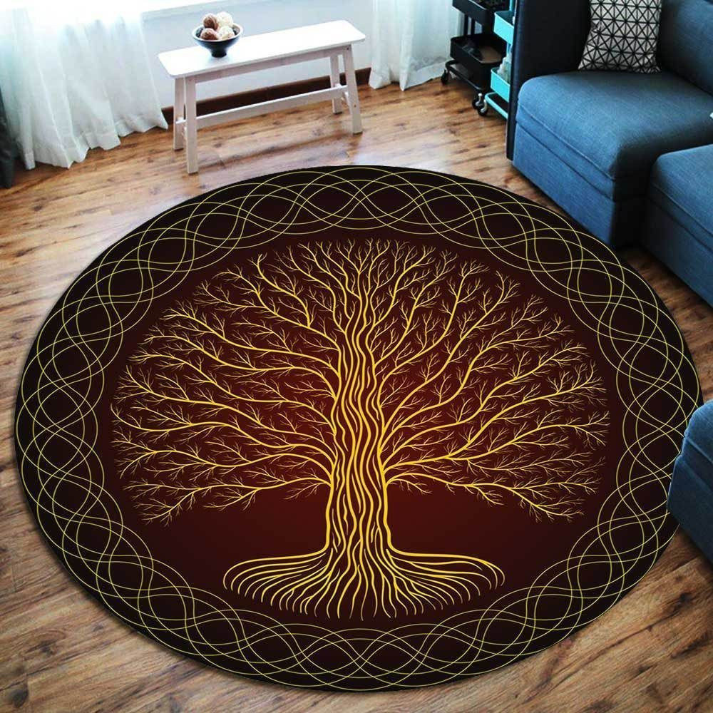 Druidic Yggdrasil Tree Round Rug Carpet Bedroom Livingroom Home Decor