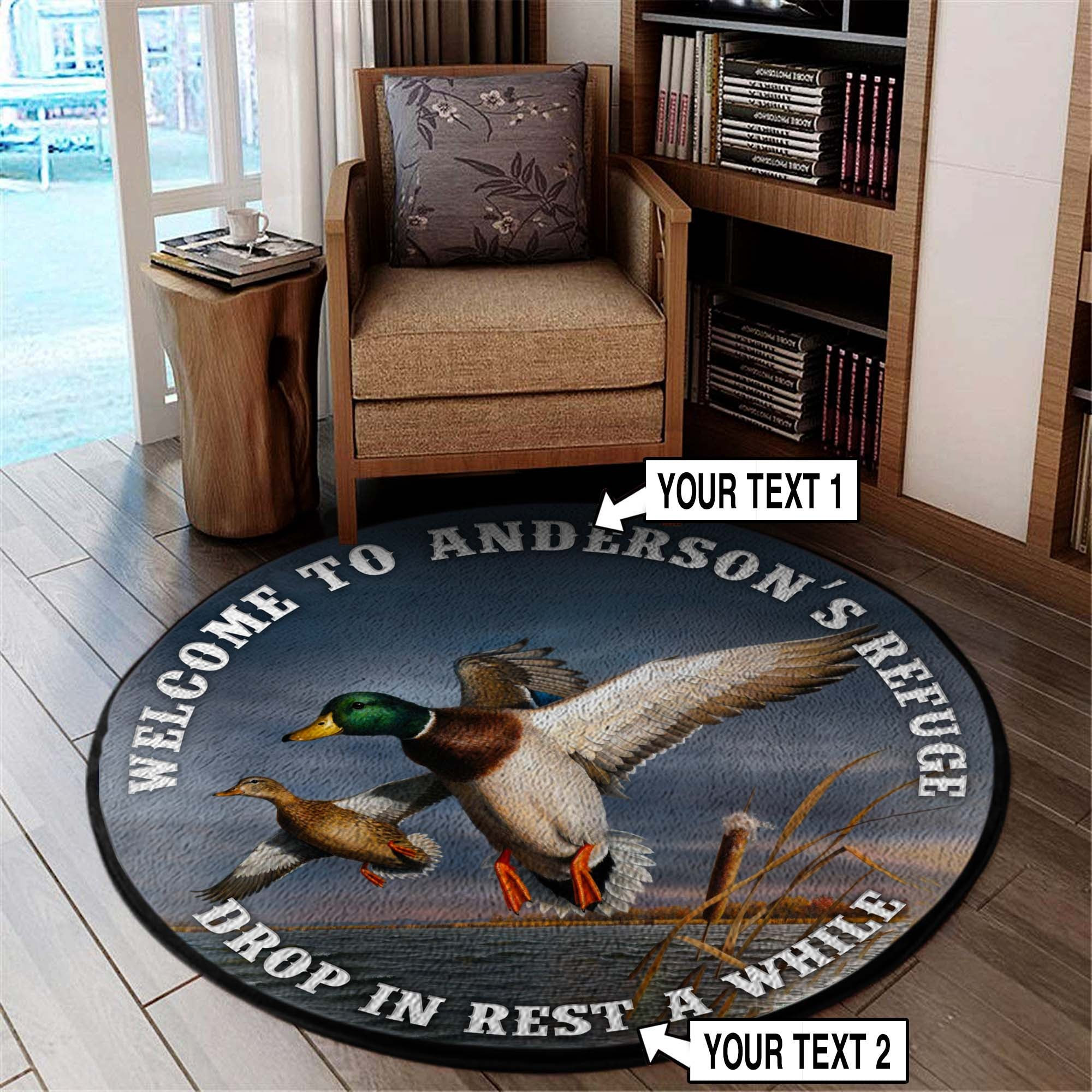 Duck Hunting Welcome Round Rug Carpet Bedroom Livingroom Home Decor