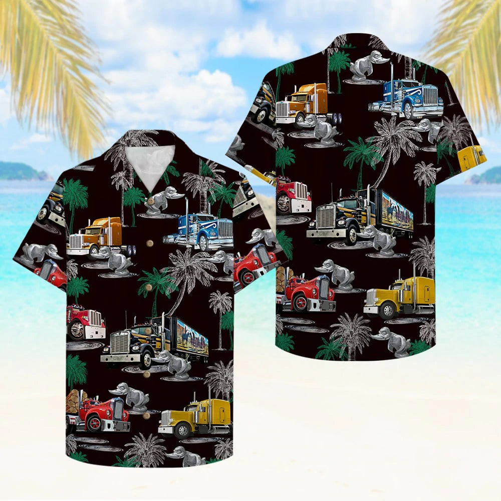 Duck Truck Pattern Hawaiian Shirt