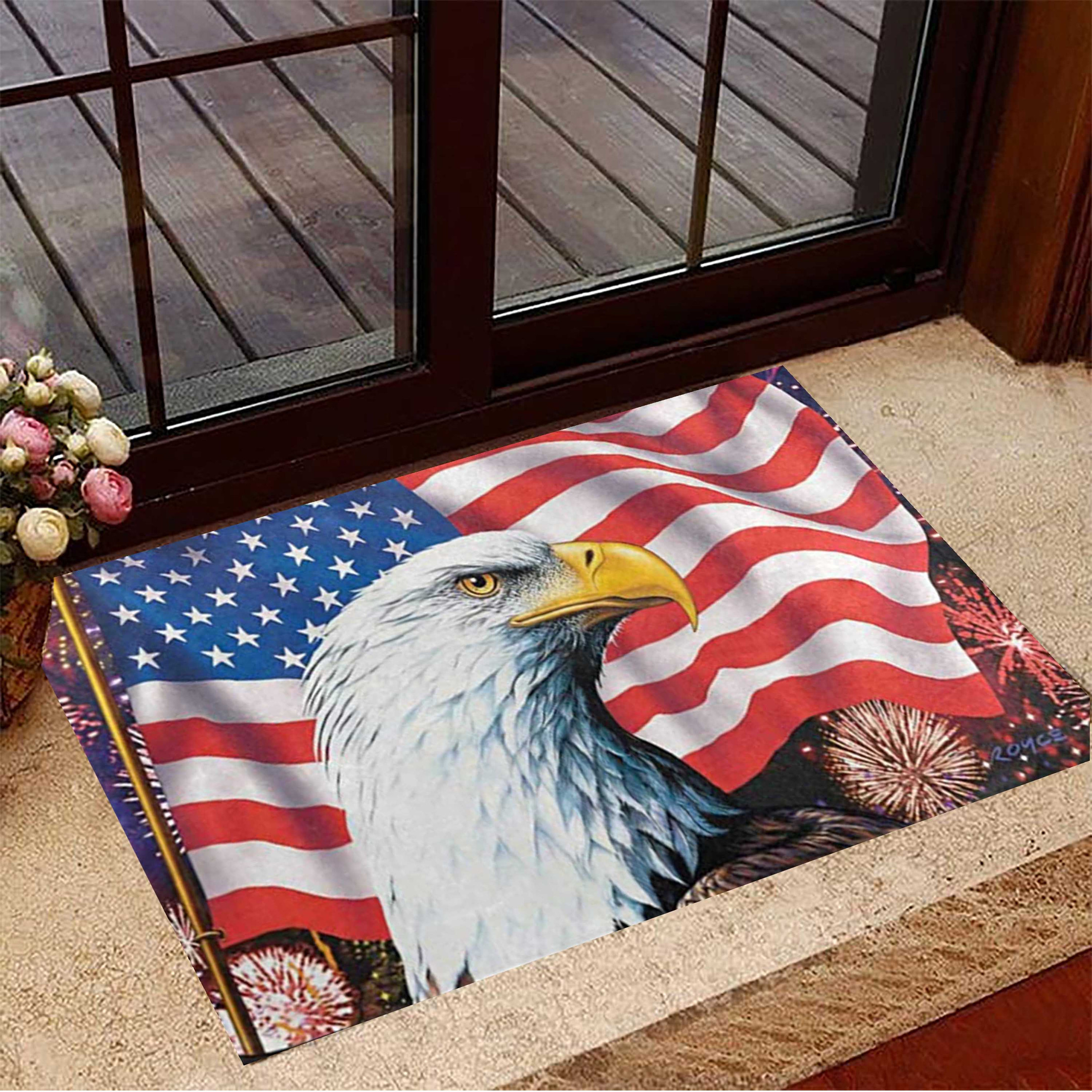 Eagle American Flag 4Th Of July Rubber Doormat Patriotic Happy Independence Day Decoration Gifts