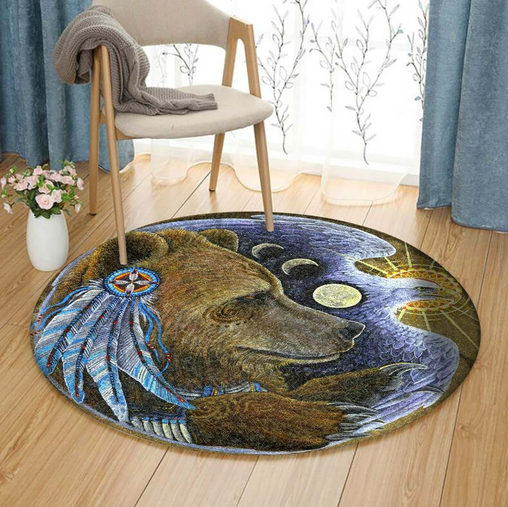 Eagle Heart Medicine Bear Round Rug Carpet Bedroom Livingroom Home Decor