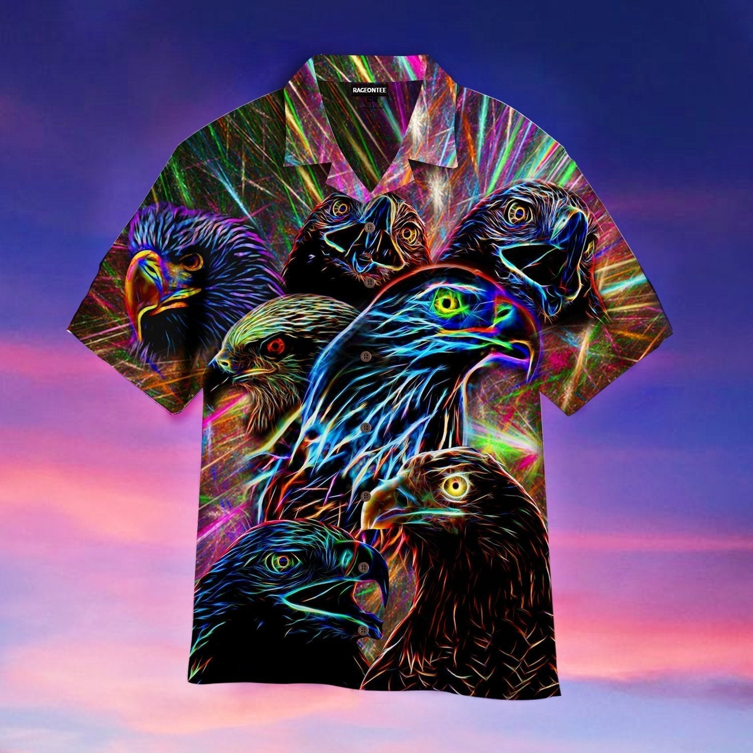 Eagle Neon Hawaiian Shirt