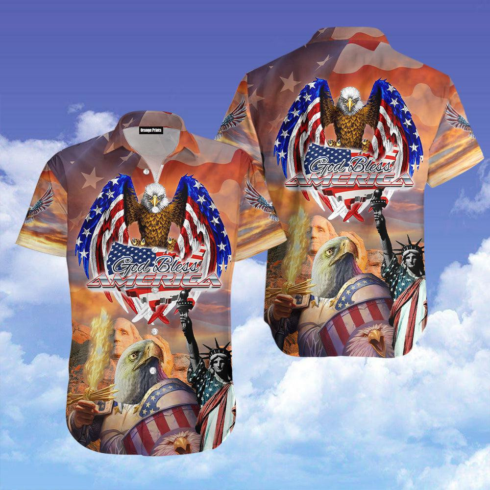 Eagle Patriotic God Bless America Hawaiian Shirt