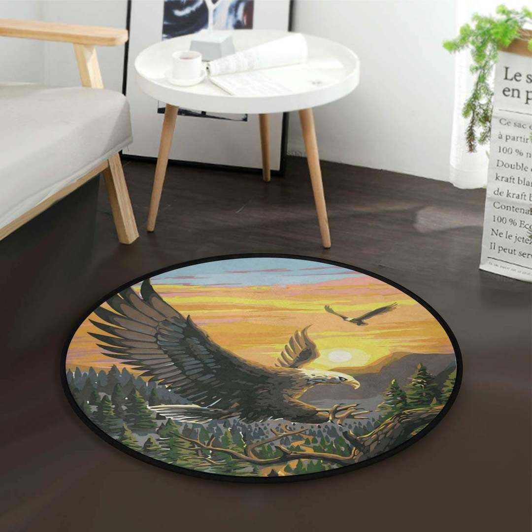 Eagle Round Rug Carpet Bedroom Livingroom Home Decor