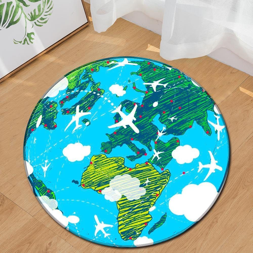 Earth Planet Round Rug Carpet Bedroom Livingroom Home Decor
