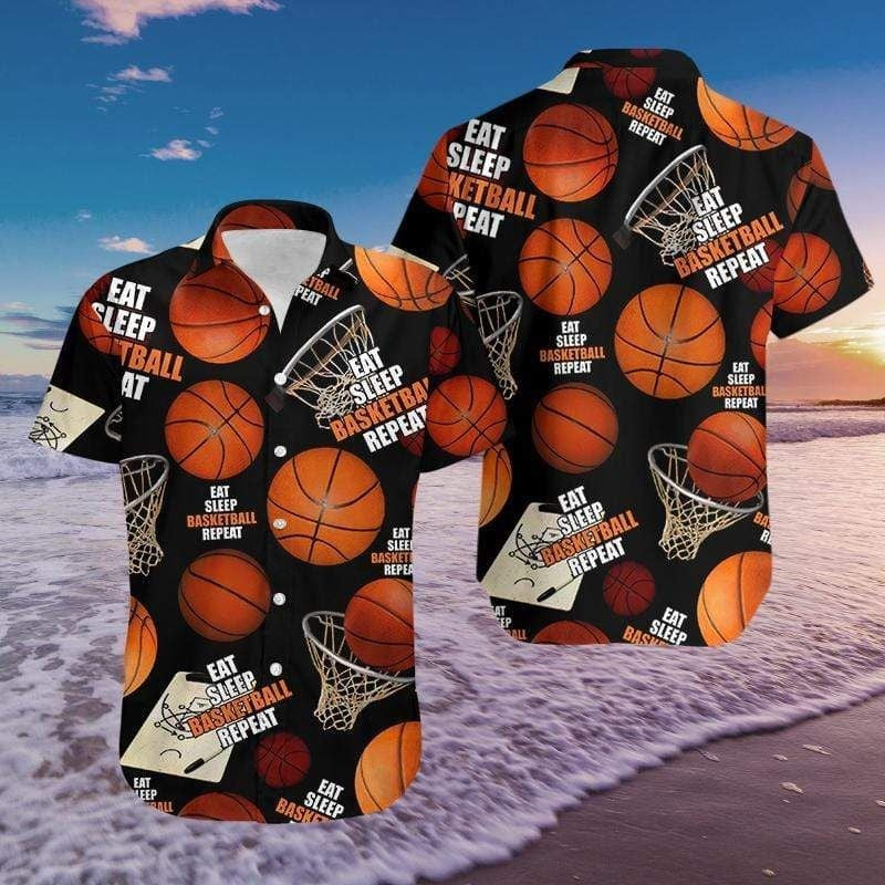 Eat Sleep Basketball Repeat Hawaiian Shirt