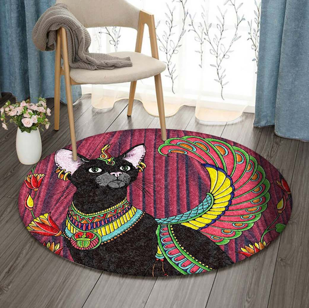 Egypt Cat Round Rug Carpet Bedroom Livingroom Home Decor