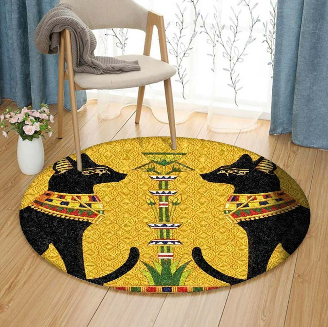 Egyptian Cat Round Rug Carpet Bedroom Livingroom Home Decor