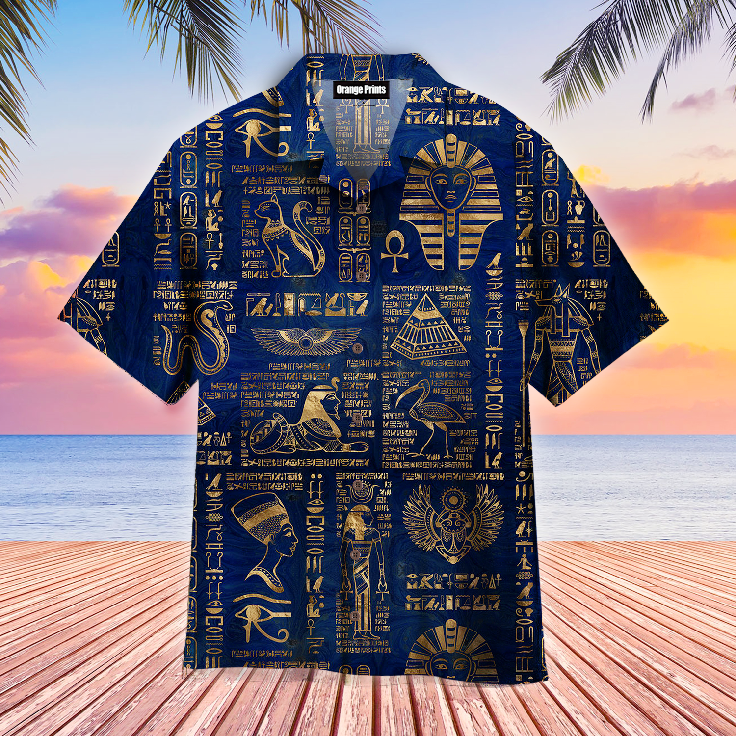Egyptian Hieroglyphs And Deities Hawaiian Shirt