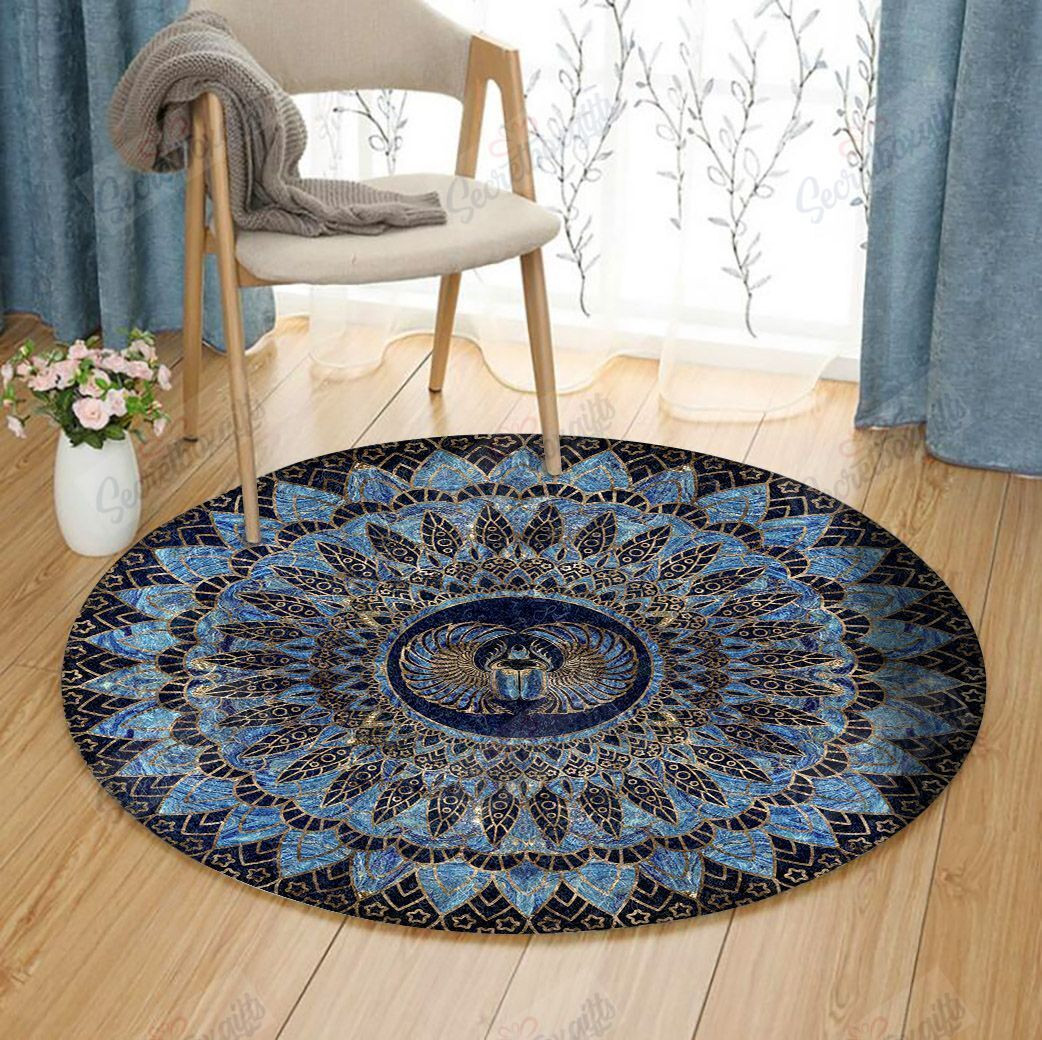 Egyptian Scarab Beetle Round Rug Carpet Bedroom Livingroom Home Decor