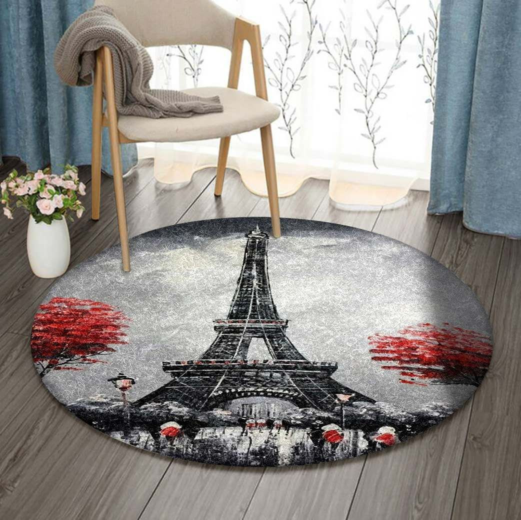 Eiffel Paris Round Rug Carpet Bedroom Livingroom Home Decor