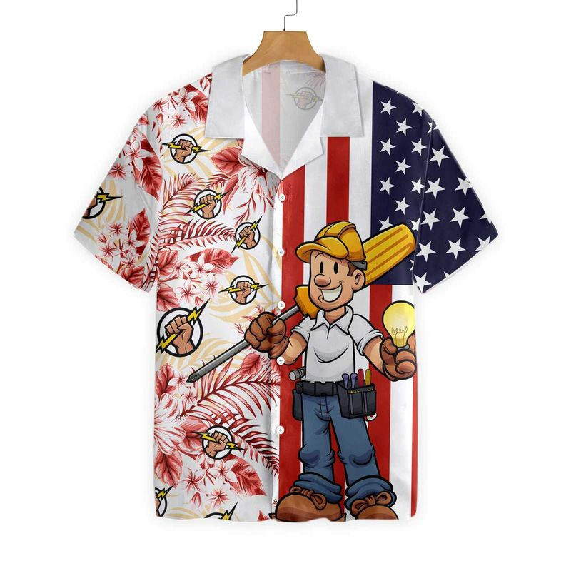 Electrician Flag Tropical Hawaiian Shirt