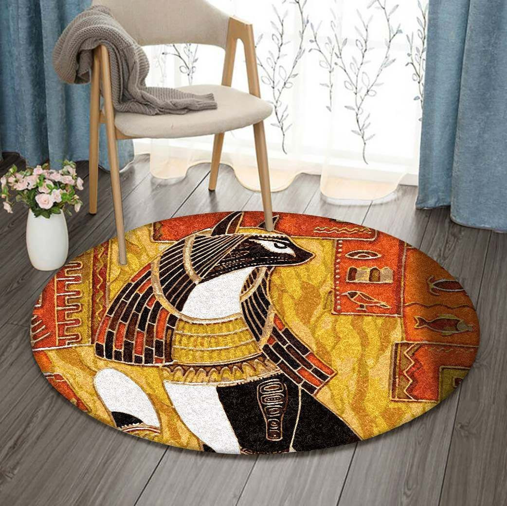 Elegant Egypt Cat Round Rug Carpet Bedroom Livingroom Home Decor