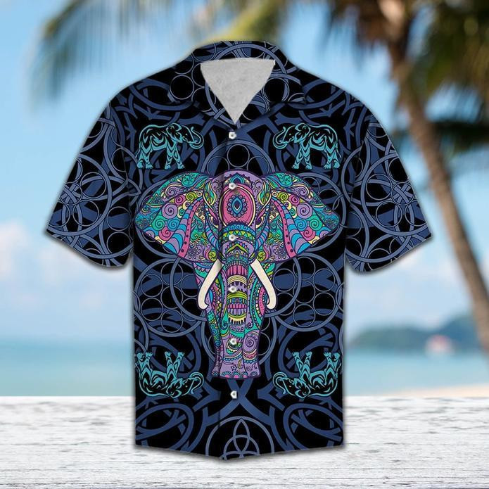 Elephant Blue Mandala Hawaiian Shirt