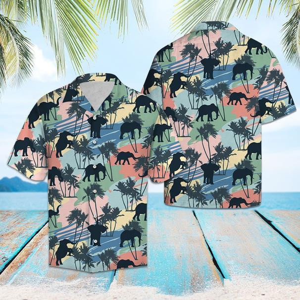 Elephant Coconut Palm Vintage Hawaiian Shirt