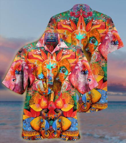 Elephant Colorful Hawaiian Shirt