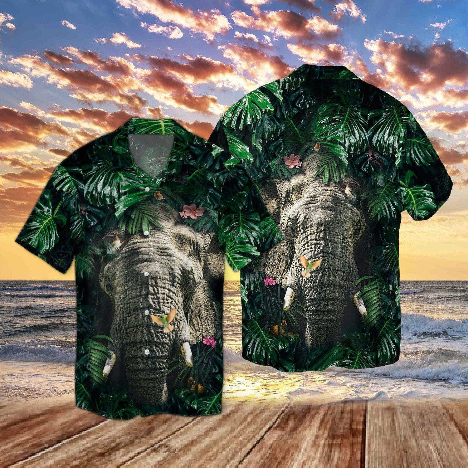 Elephant Hiding Tropical Hawaiian Shirt