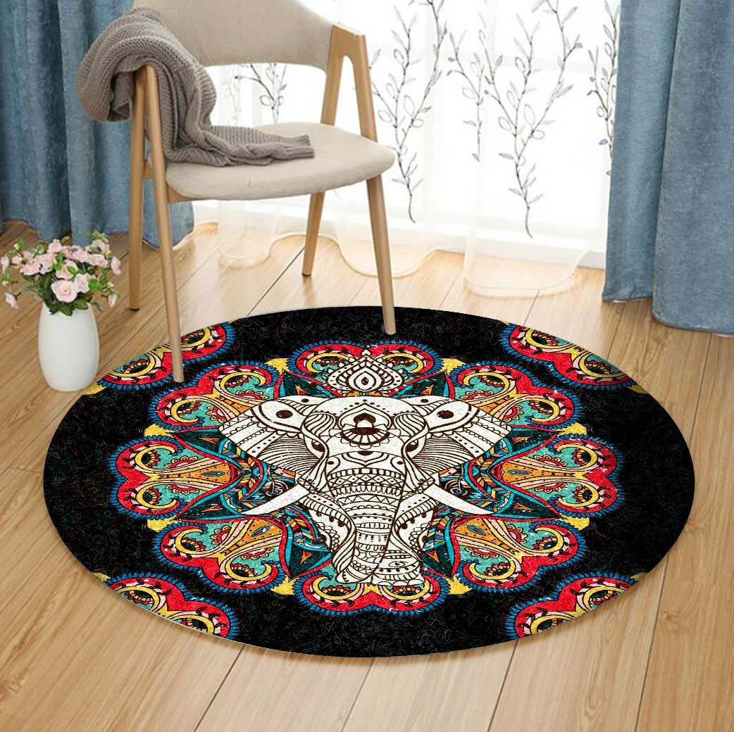 Elephant Round Rug Carpet Bedroom Livingroom Home Decor