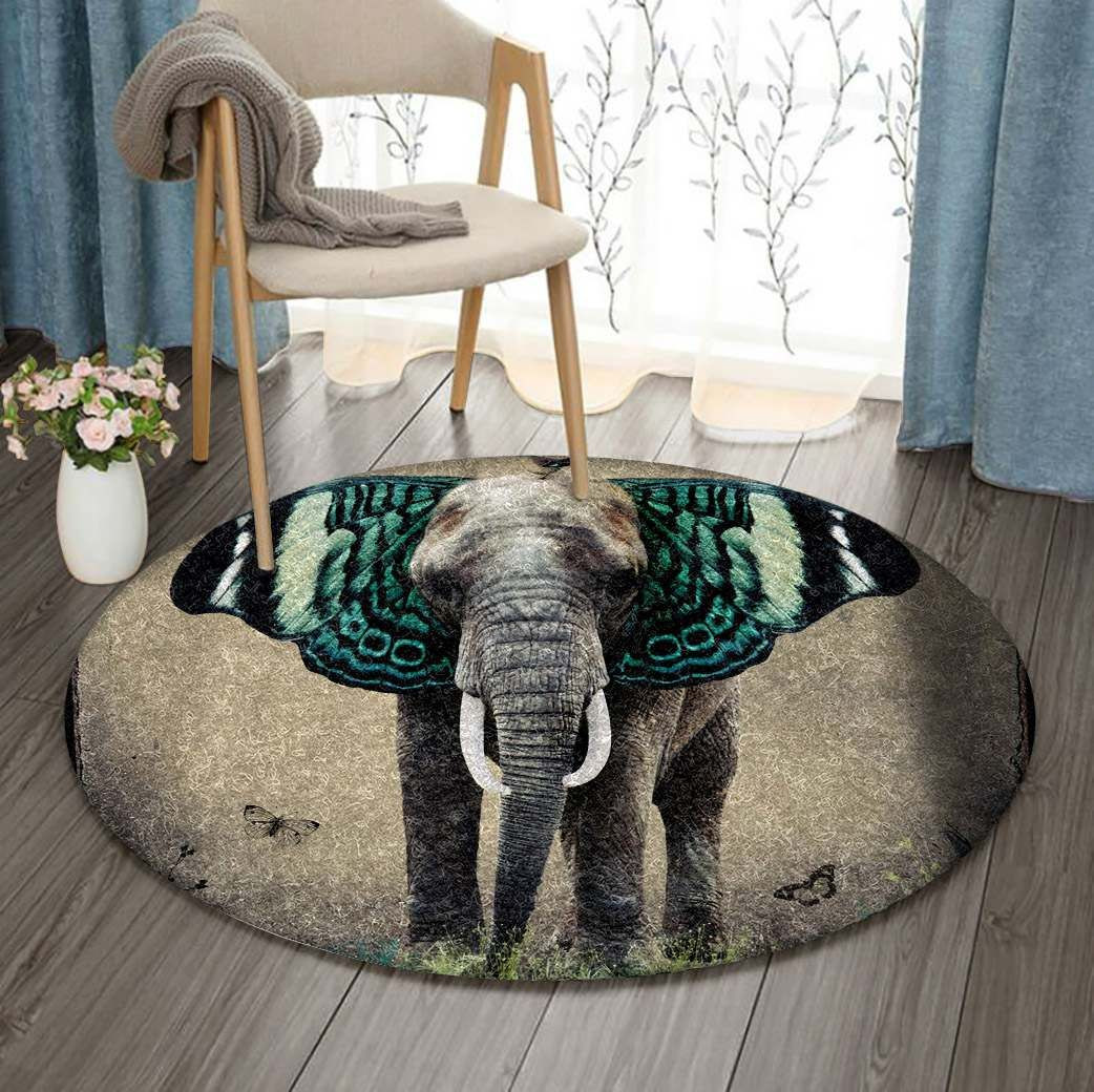 Elephant Round Rug Carpet Bedroom Livingroom Home Decor