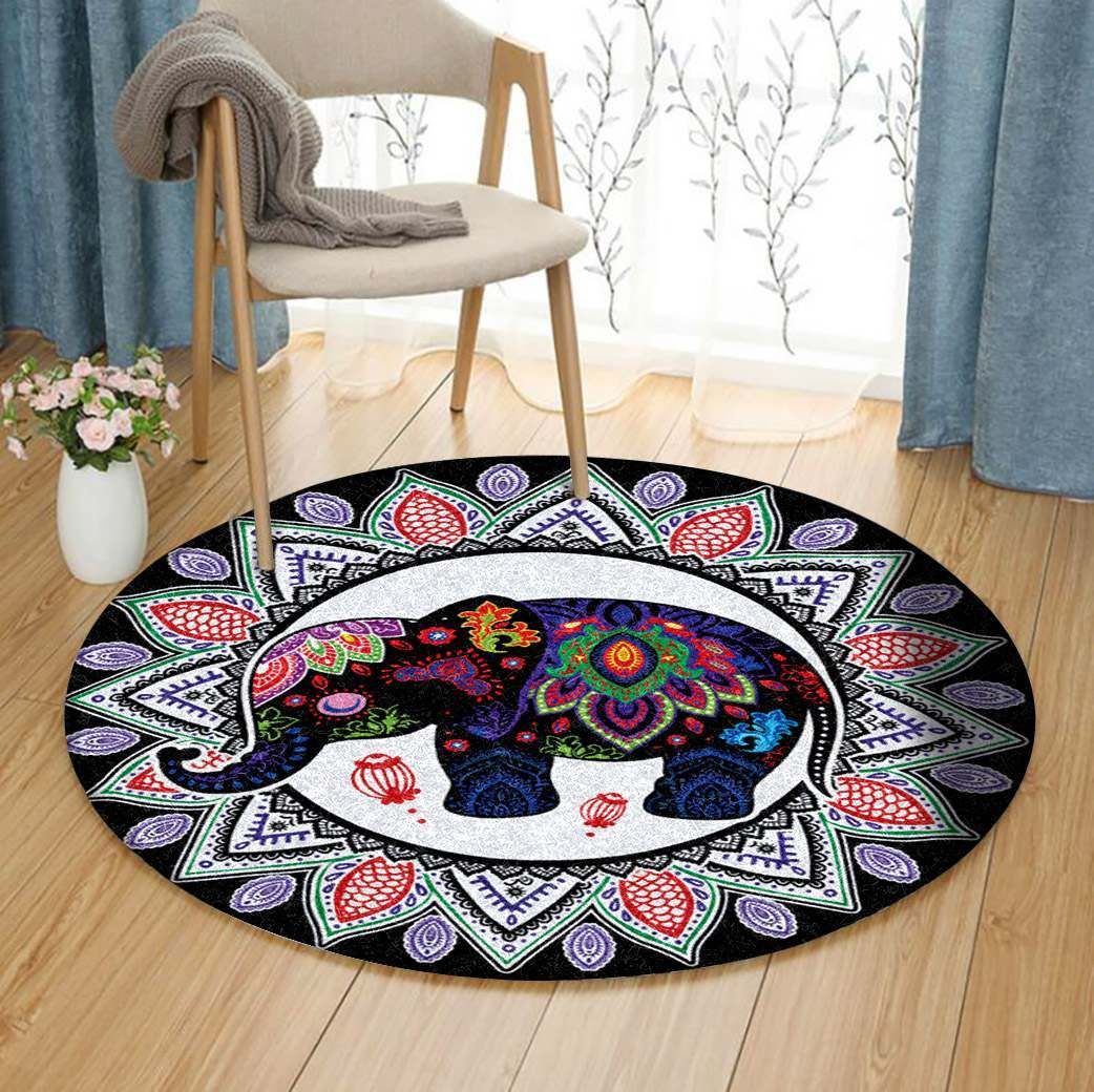 Elephant Round Rug Carpet Bedroom Livingroom Home Decor
