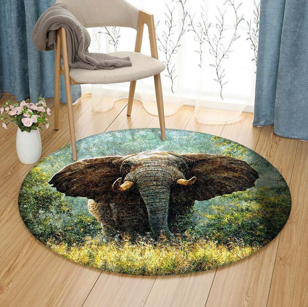 Elephant Round Rug Carpet Bedroom Livingroom Home Decor